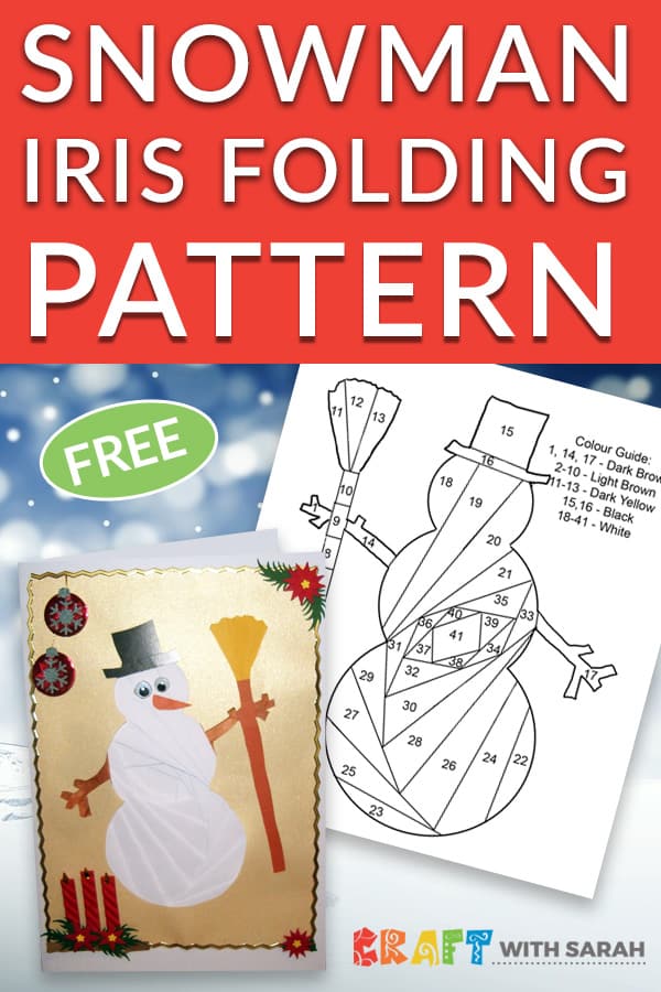 A free iris folding pattern of a Christmas snowman. This is an intermediate iris folding pattern. Free printable template included! This cheeky Christmas snowman iris folding pattern has so much character and is full of festive cheer. #christmascard #irisfolding #snowman #snowmancraft