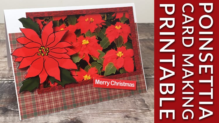 ** Free printable ** Christmas poinsettia card making download. Free decoupage poinsettia printable for handmade cards.