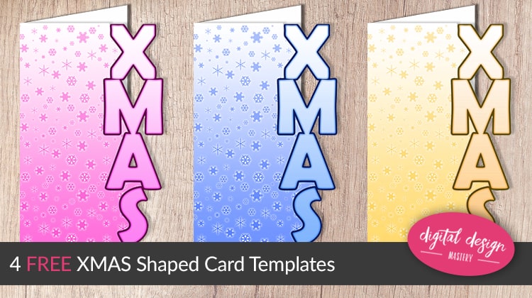Free printable card templates for XMAS word art shaped cards
