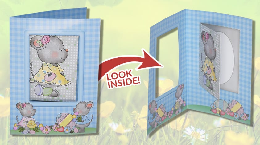 Easter mice card-in-a-card free printable card making kit