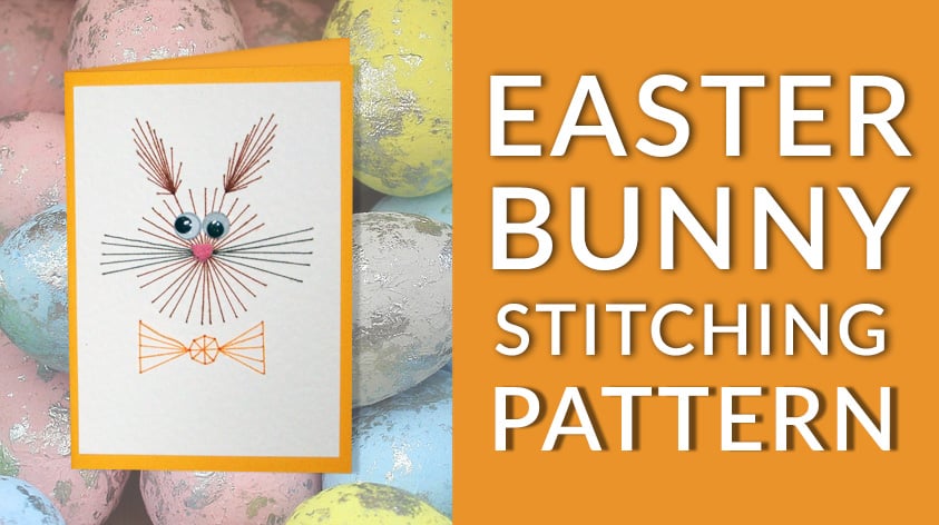 Free Easter Bunny stitching pattern for handmade cards and paper embroidery