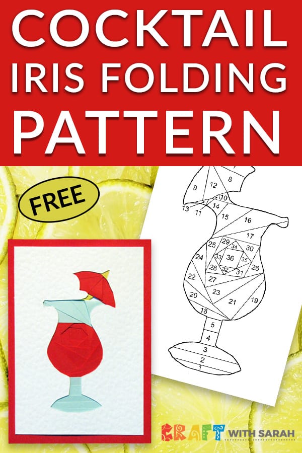 Celebrate Summer with this luscious cocktail iris folding pattern. Perfect for handmade cards for friends with summer birthdays if you enjoy pina colada together, or sipping Sangria on the beach. #irisfolding #cardmaking #cocktail