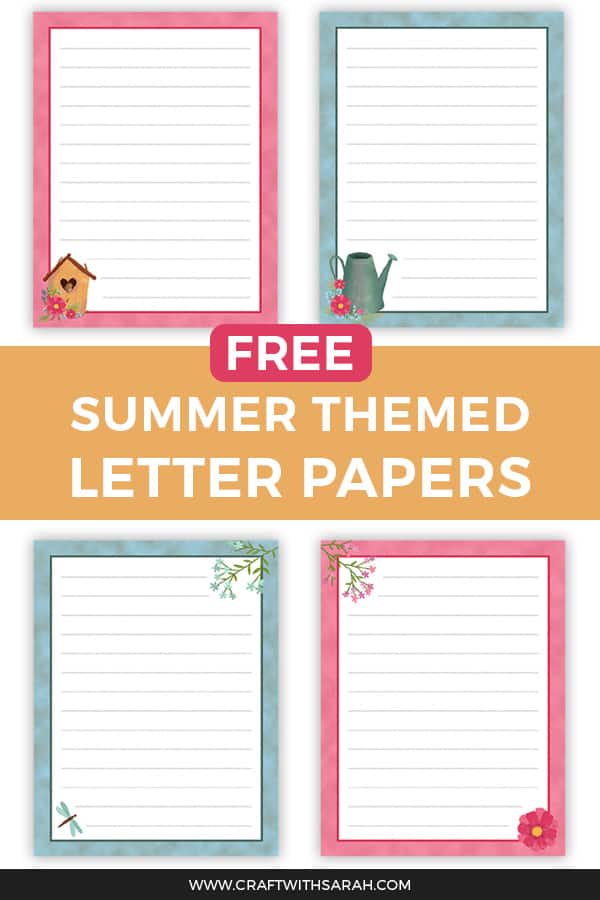 Write with style this summer with this summer writing paper set. Download four colourful writing paper designs, all in matching colours and with gorgeous watercolour graphics. Get your printable letter papers today! #letters #printables