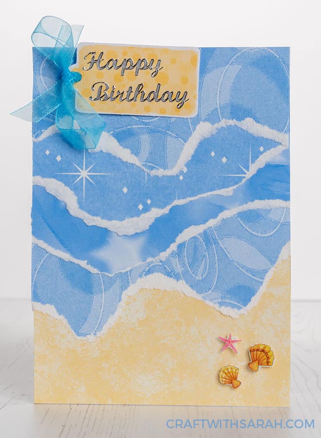 How to make a beach paper tear card. Easy handmade card tutorial for DIY summer cards.