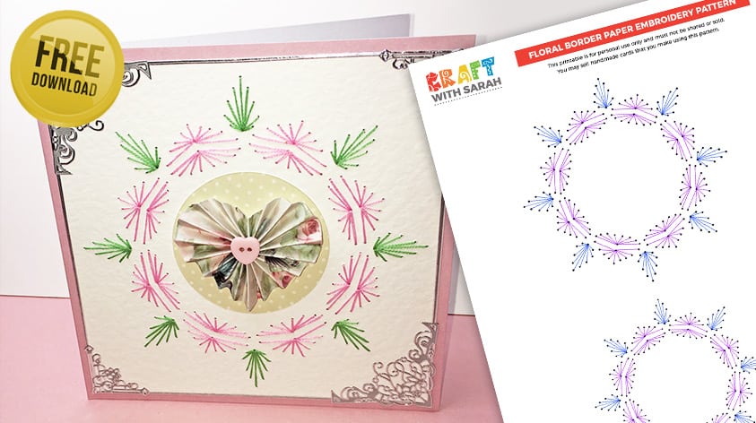Free border paper embroidery pattern with a floral theme.