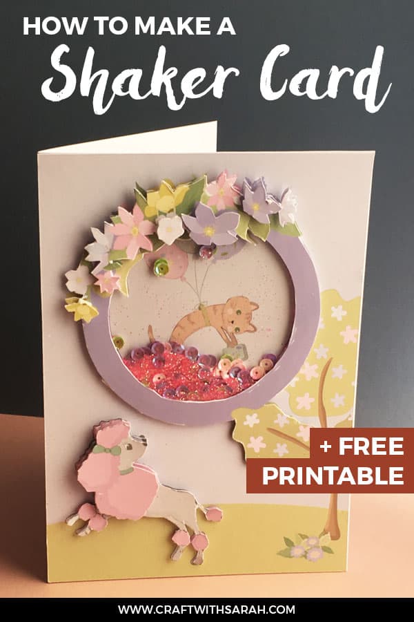 How to make a shaker card. Follow the shaker card tutorial to make this cute poodle handmade card. Sequins, glitter, dogs and cats - what could be better? Never made a shaker card before? Don’t worry – full shaker card instructions are included! #cardmaking #shakercard #papercrafts