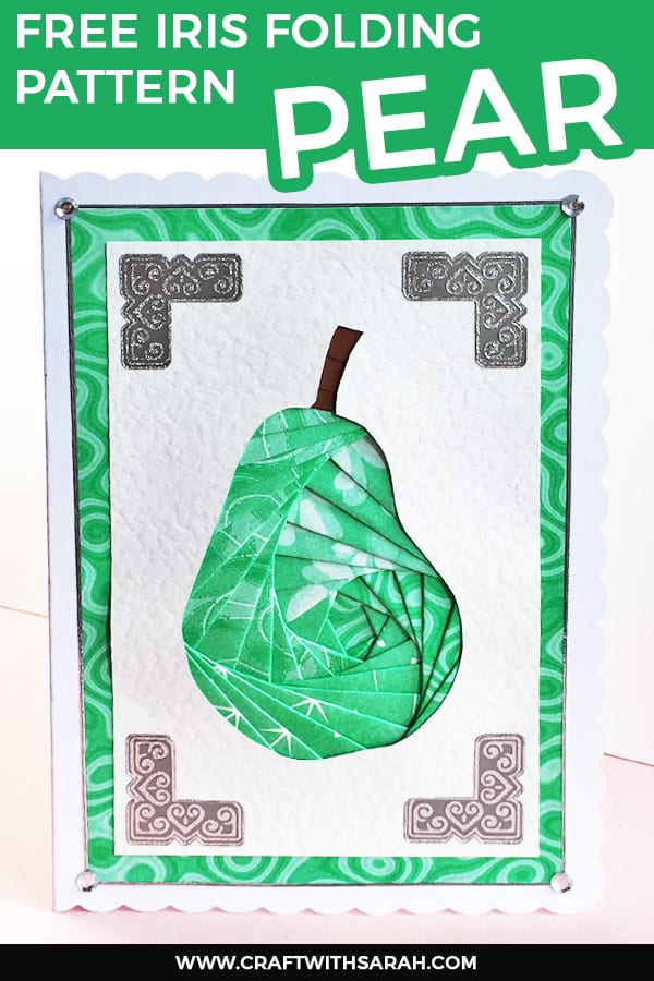 A free pear iris folding pattern for you to download. Embrace the healthy lifestyle with this fresh, juicy pear iris folding pattern. This is a simple iris folding pattern that's perfect for beginners. #irisfolding #freepattern #pear