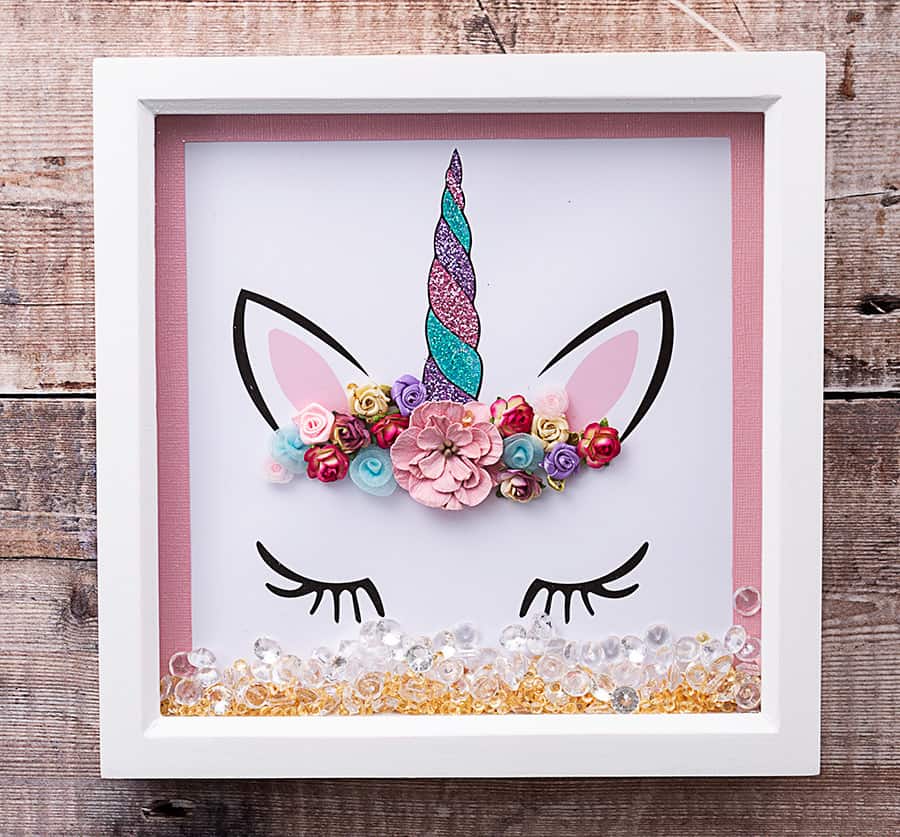 Unicorn shadow box frame wall art DIY tutorial