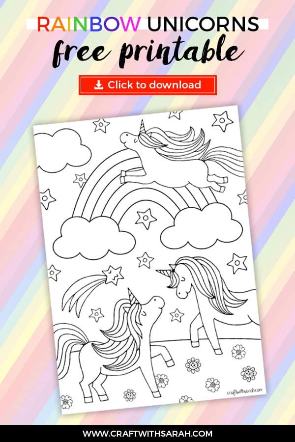 Free Rainbow Unicorns Coloring Page For Kids Craft With Sarah