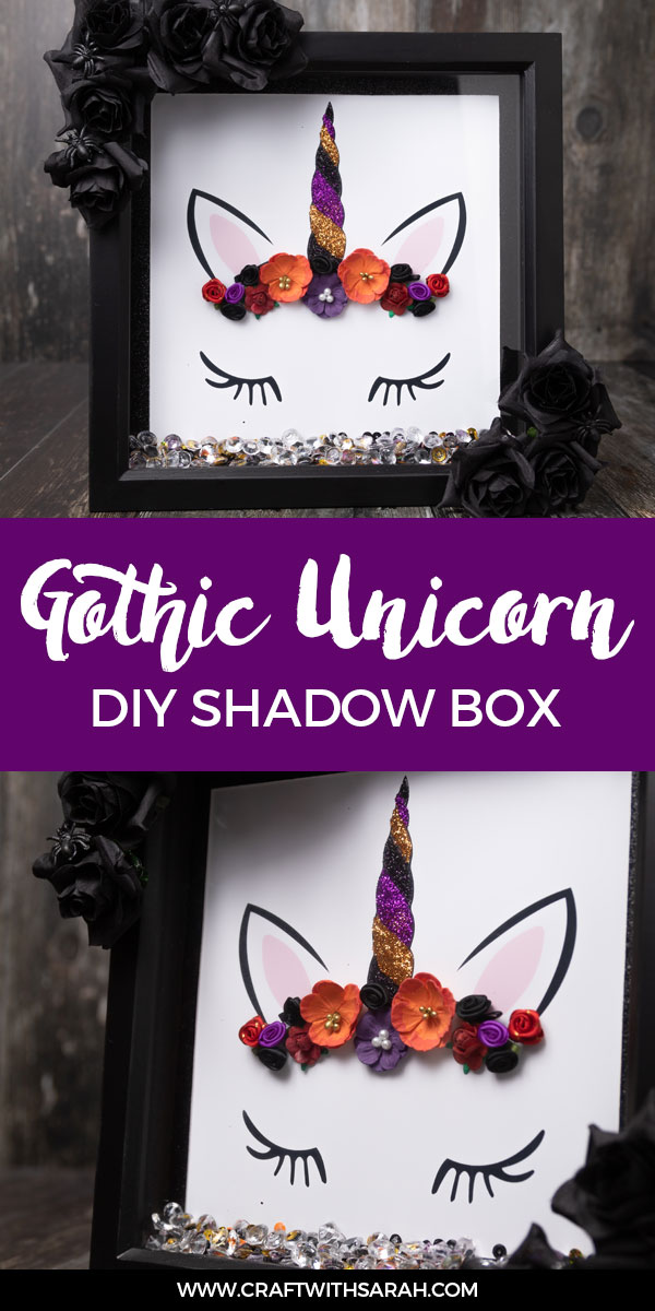 Gothic unicorn shadow box for Halloween decor