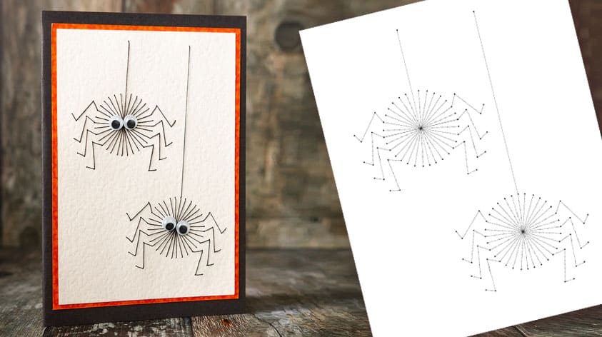 Spooky Spiders Halloween Embroidery for Cards