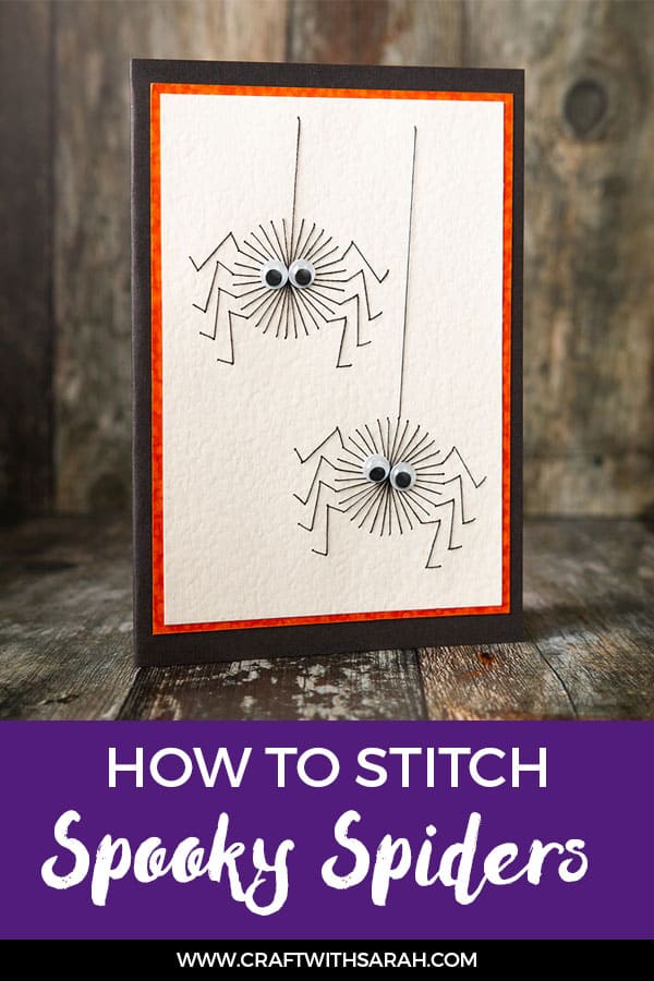These little spooky spiders can't wait for you to stitch them into a paper embroidery card for Halloween! Download the free Halloween stitching pattern today. #embroidery #spidercraft #stitching