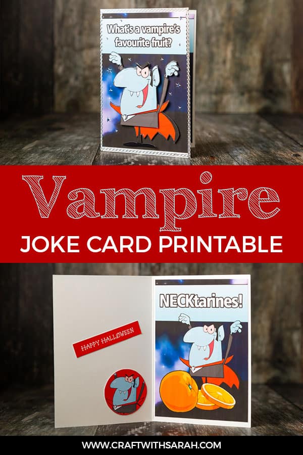Vampire joke card printable. Here's a funny vampire joke card to make your friends and family laugh this Halloween. #halloween #halloweencraft