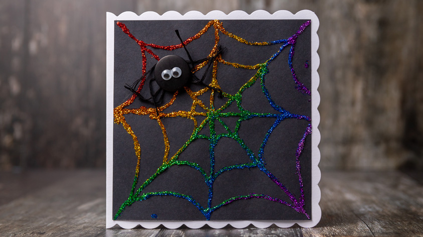 Glitter Spider Web Handmade Card
