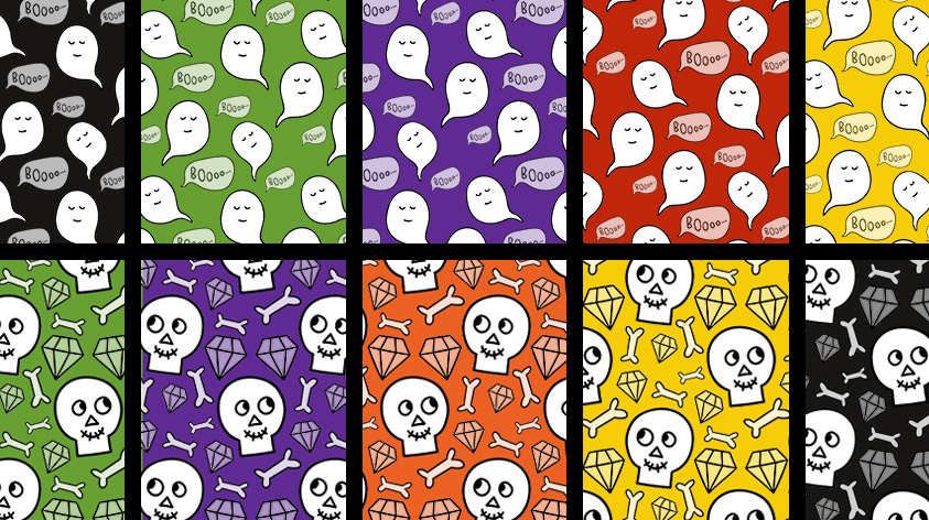 Ghosts & Skulls Cute Halloween Scrapbook Papers