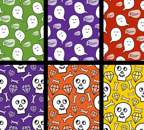 Ghosts & Skulls Cute Halloween Scrapbook Papers