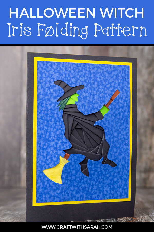 Halloween witch iris folding pattern. Fly my pretties, FLY! Have fun this Halloween with an iris folding witch card. Witchcraft is abound in this handmade witch card that's the ideal witch themed Halloween craft.