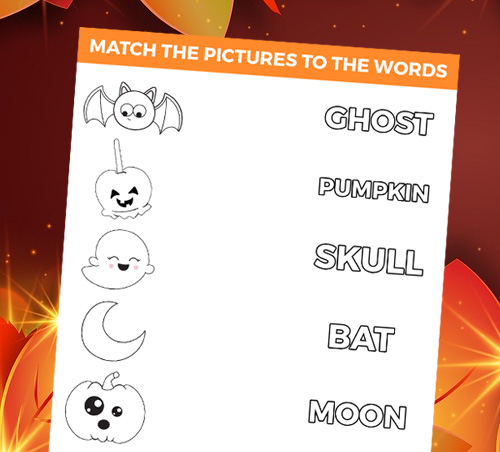 Fun Halloween Word Matching Game for Kids