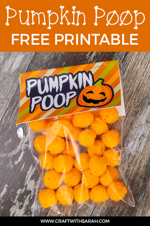 Free pumpkin poop treat bag printable for Halloween.
