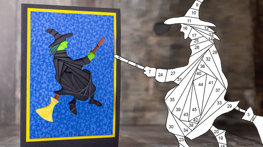 Flying Witch Iris Folding for Halloween