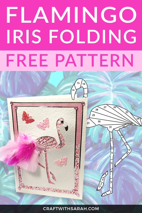Be pretty in pink with this free flamingo iris folding pattern. Flamingos are super popular right now - jump in on the craze by crafting your own handmade flamingo greetings card. #flamingo