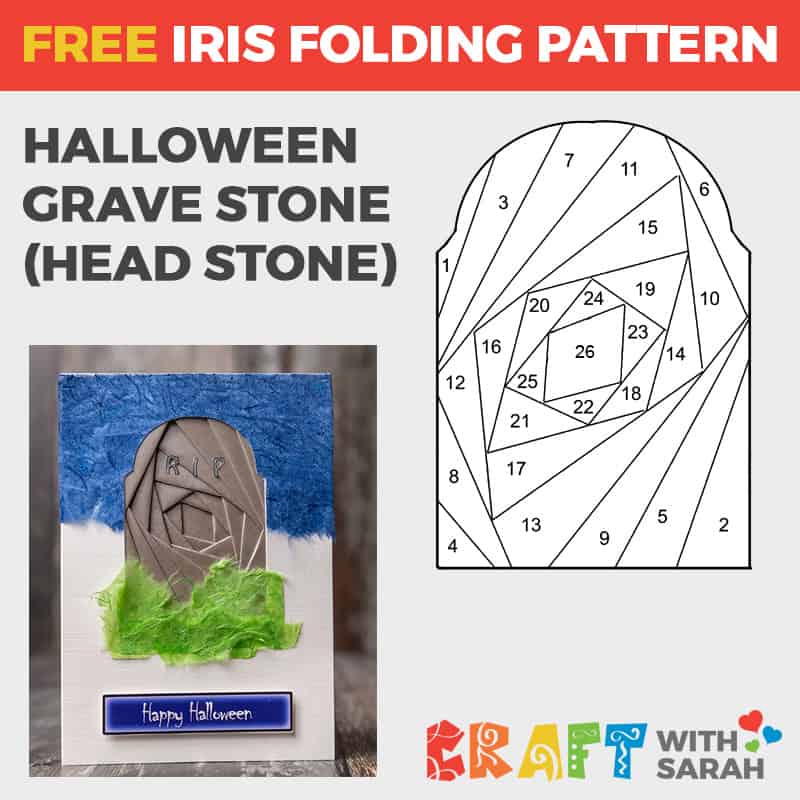 Spooky Gravestone Iris Folding Pattern | Craft With Sarah