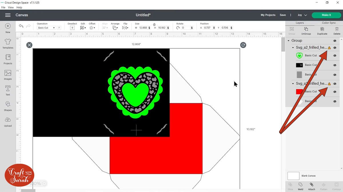 Design Space warning triangles