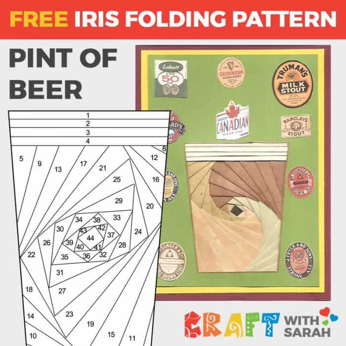 Pint of Beer Iris Folding Pattern Craft With Sarah