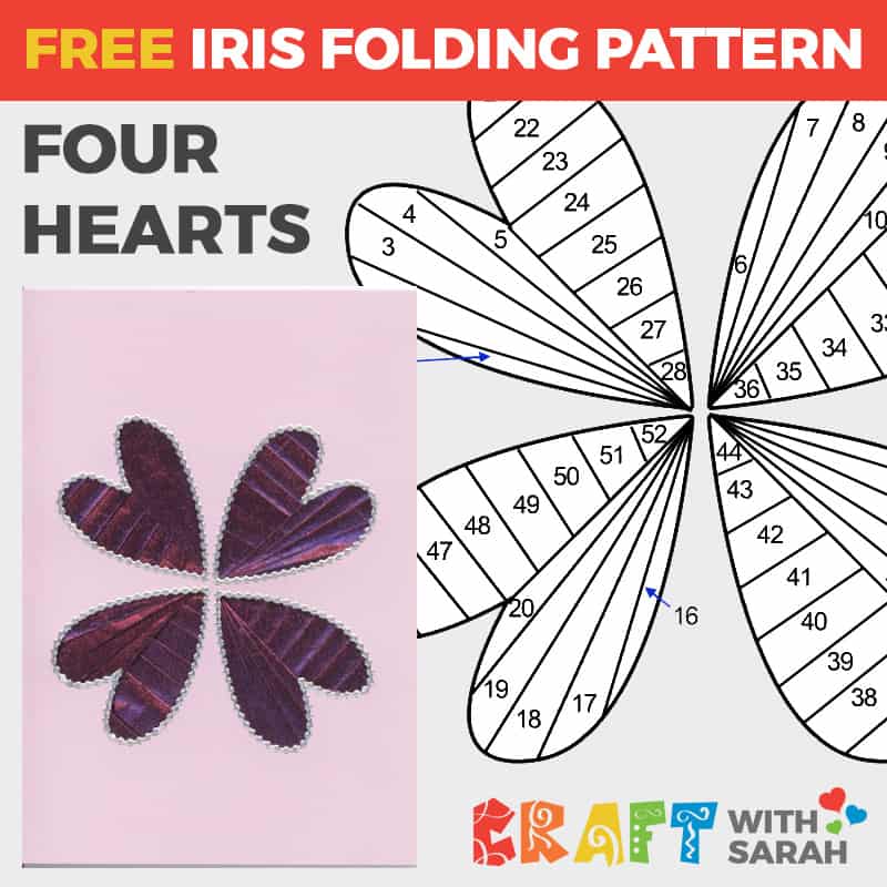 Four Hearts Iris Folding Pattern Craft With Sarah