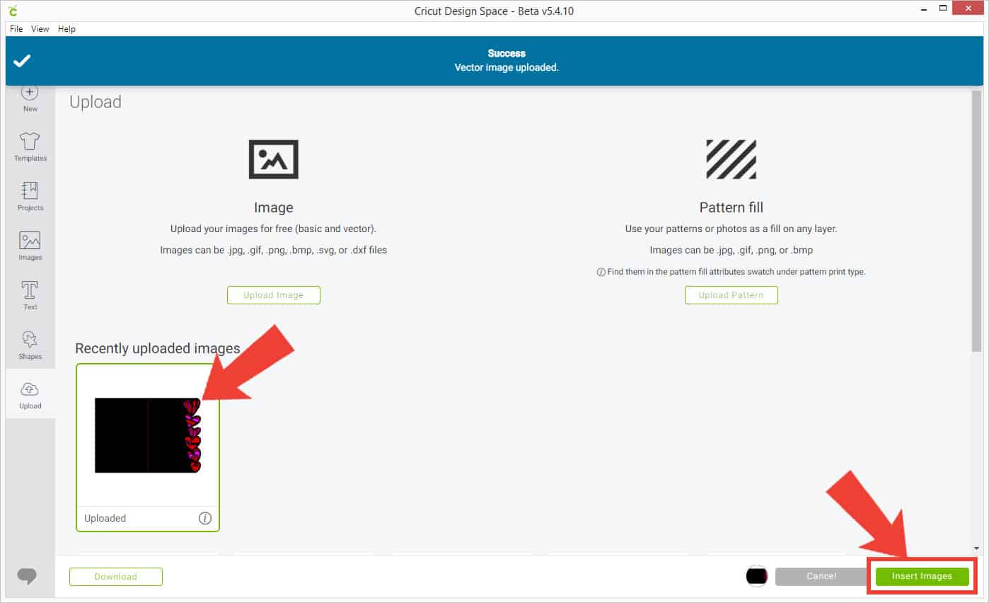 Insert image in Cricut Design Space
