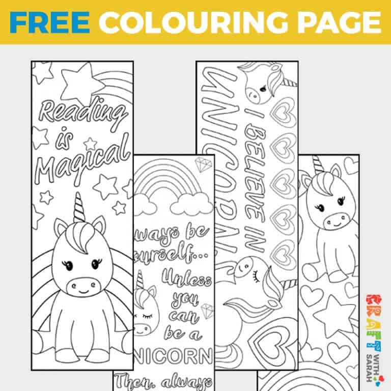 Free Unicorn Coloring Bookmarks to Print | Craft With Sarah