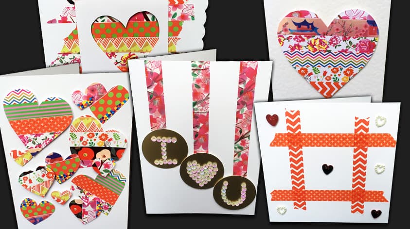 5 Easy 10-Minute Washi Tape Valentine Cards