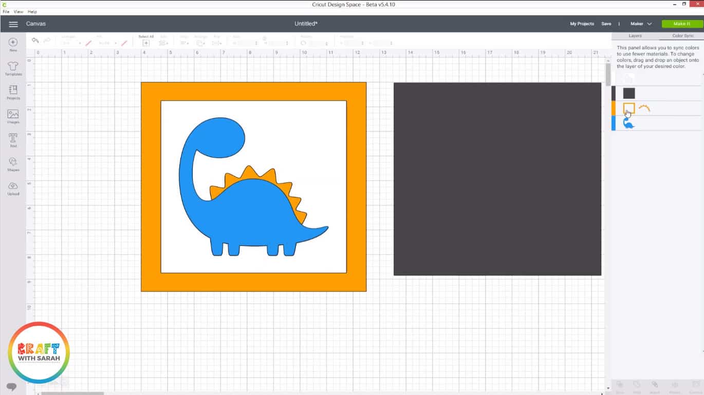 Cricut dinosaur template in Design Space