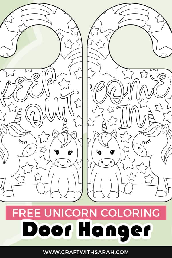Free unicorn door hanger to color craft with sarah