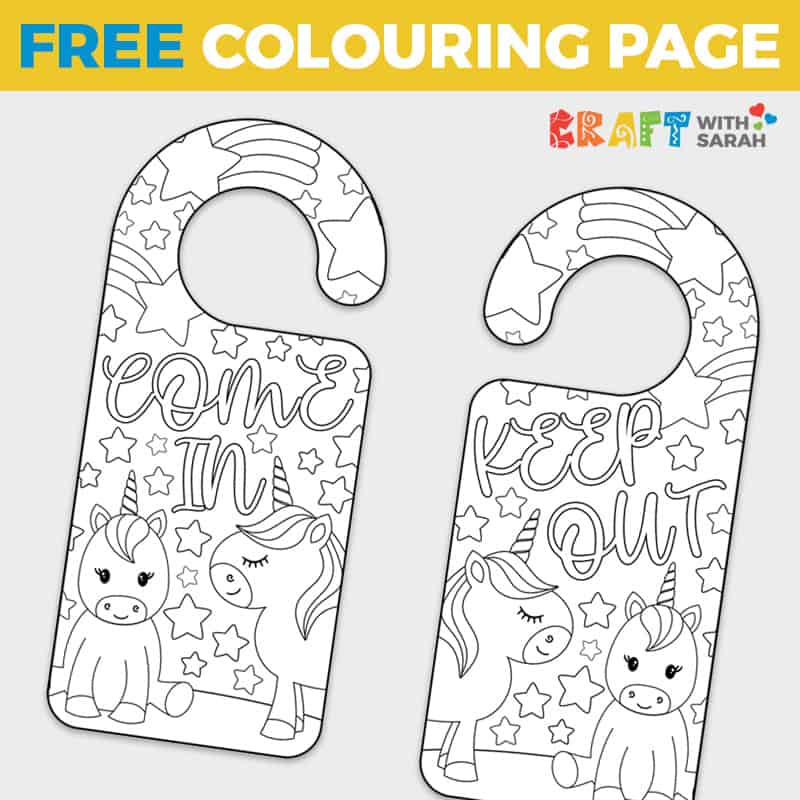 Download Free Unicorn Door Hanger to Color | Craft With Sarah