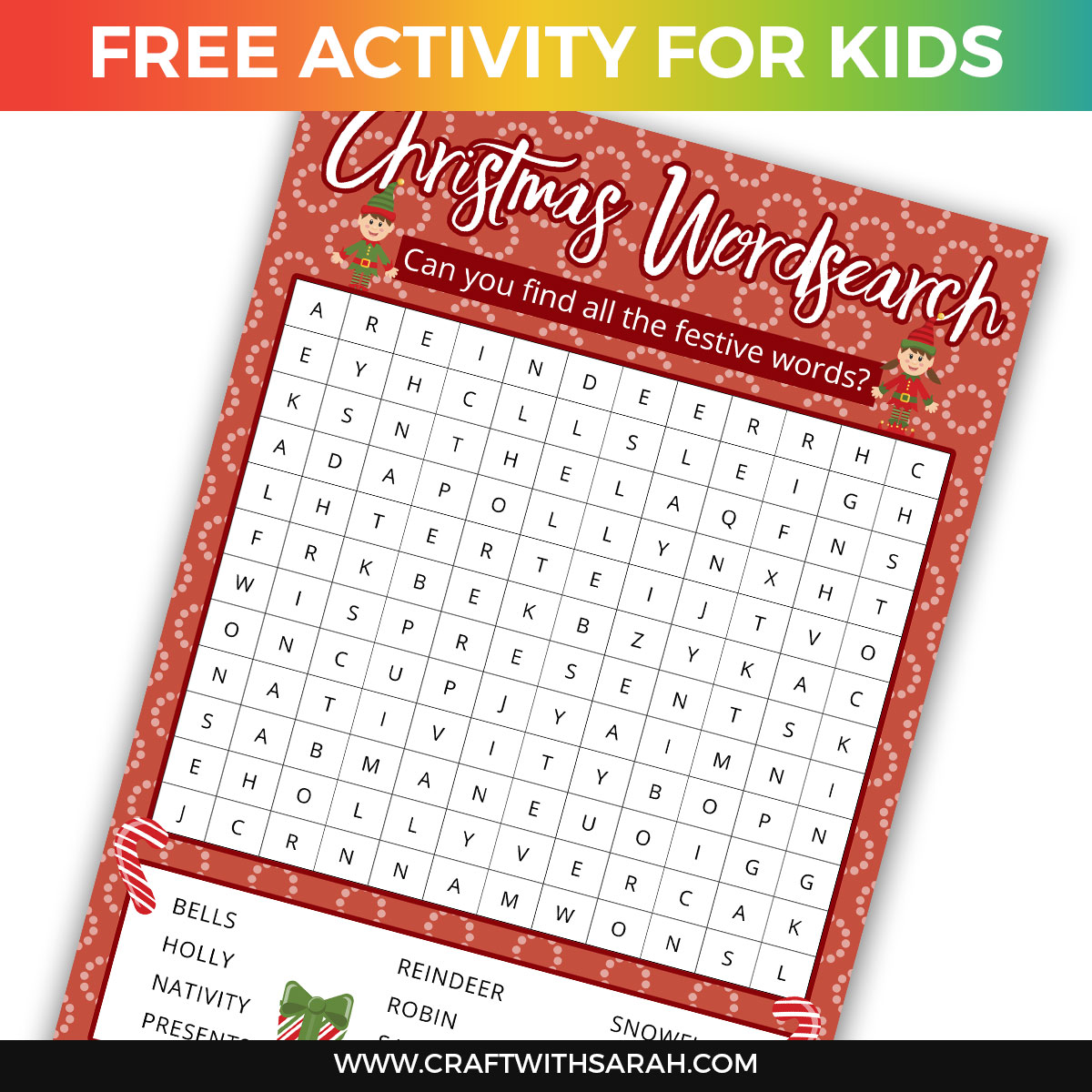 Christmas Wordsearch Printable Craft With Sarah