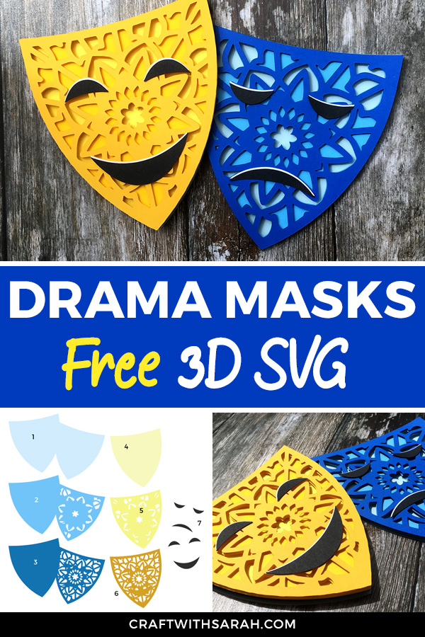 Happy & Sad Drama Masks Layered SVG - Craft with Sarah