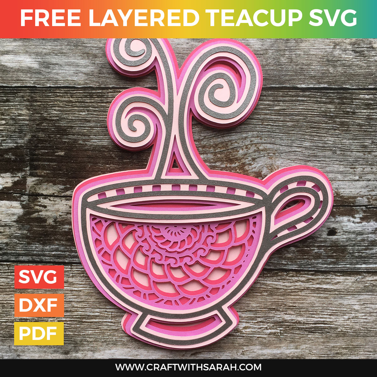 Download Mandala Teacup Layered Svg Craft With Sarah SVG, PNG, EPS, DXF File