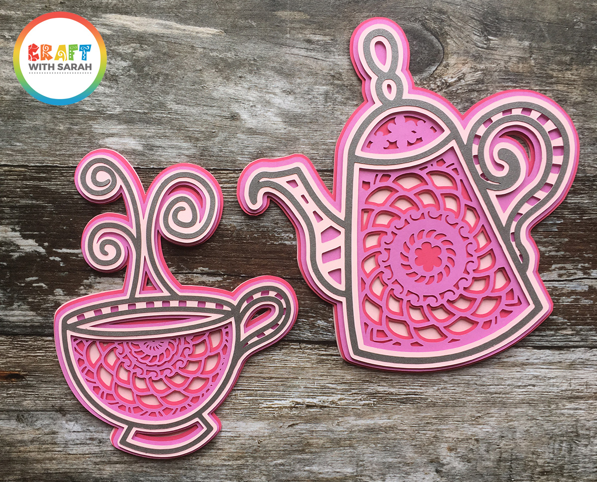 Teacup and teapot layered mandala SVGs for Cricut