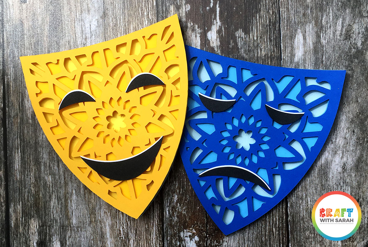 Download Happy Sad Drama Masks Layered Svg Craft With Sarah