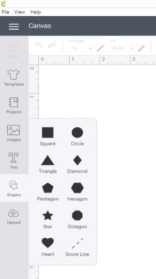 In Design Space, go into "Shapes" and choose a square