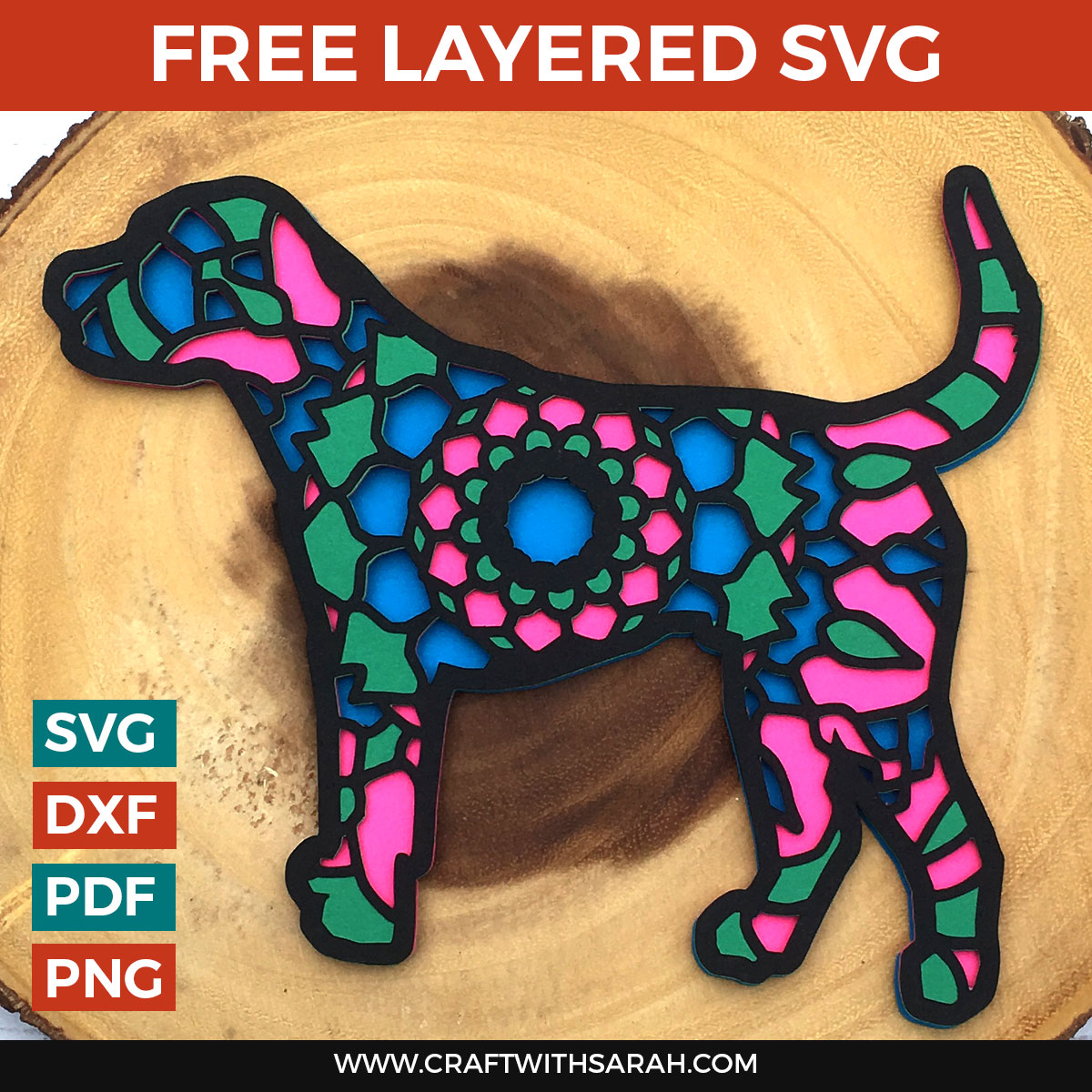 Free Mandala Dog Layered SVG - Craft with Sarah