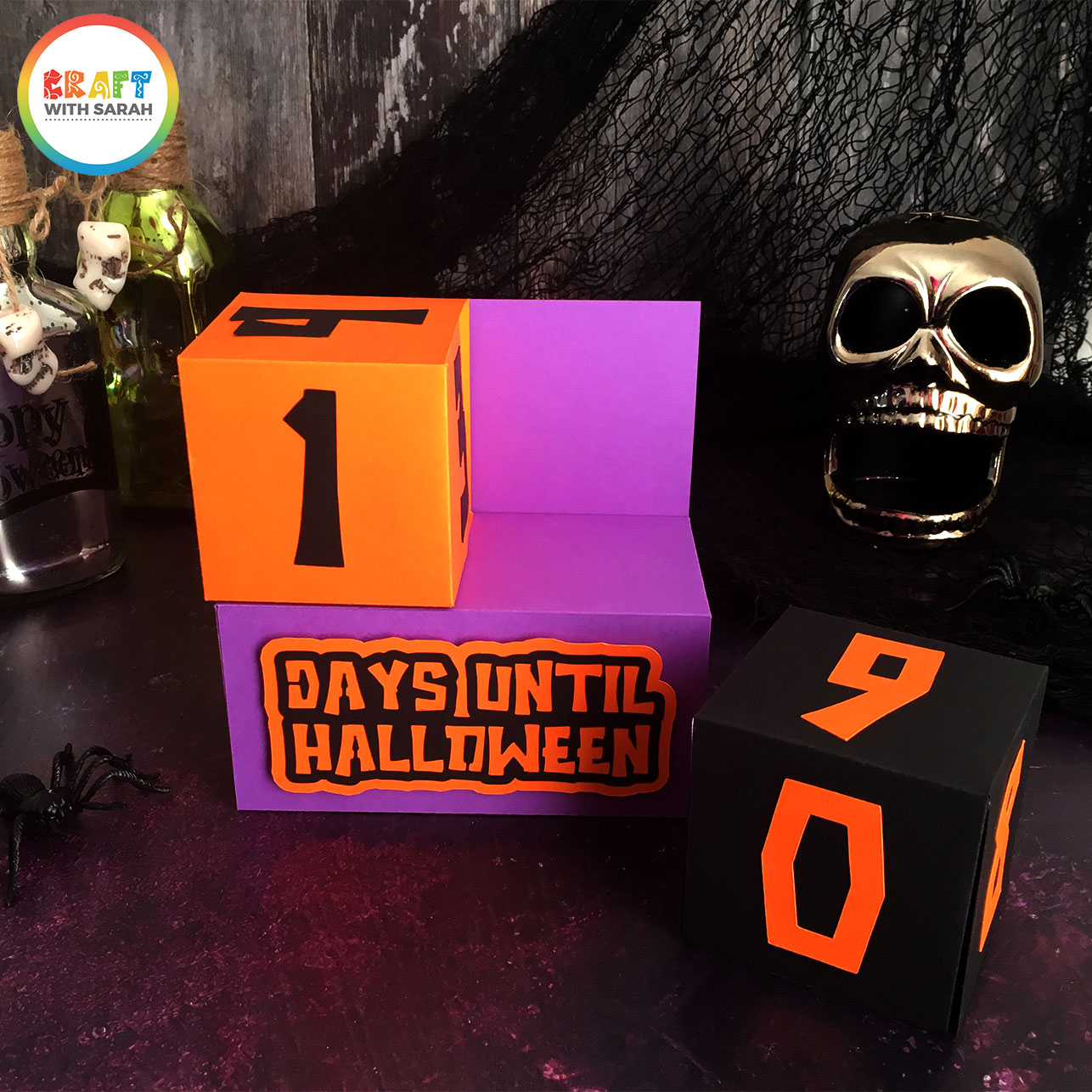 Halloween countdown blocks made with Cricut and free SVG