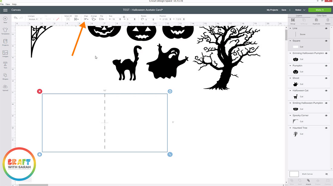 Add a score line and align it in the center of the rectangle