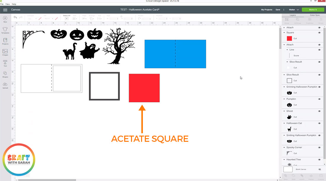 Create a square to be cut from acetate