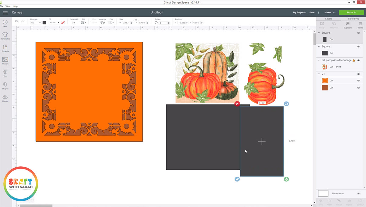 Draw rectangles to cover the bottom half of the design