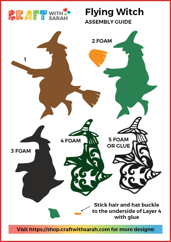 Download Flying Witch Layered SVG | Craft With Sarah