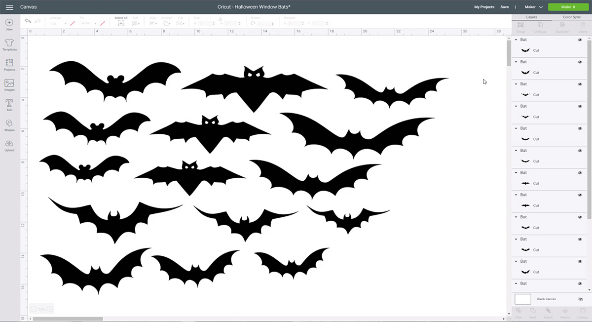 Bat images in Cricut Design Space