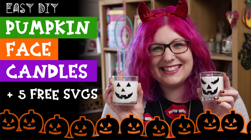Make Pumpkin Face Candles with Free SVGs