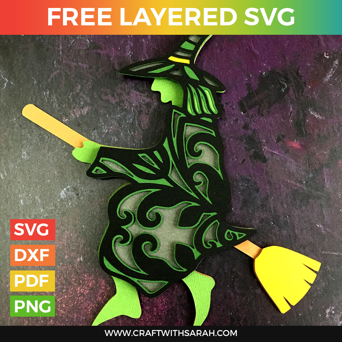 Download Flying Witch Layered SVG | Craft With Sarah